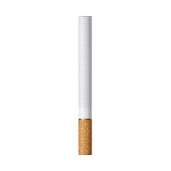 Single unlit cigarette on transparent background