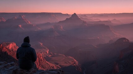 Grand Canyon sunrise, solitary figure