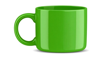 Green mug on white background