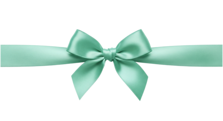 Mint green satin ribbon bow for a gift or decoration