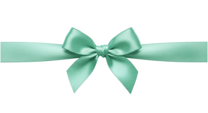 Mint green satin ribbon bow for a gift or decoration