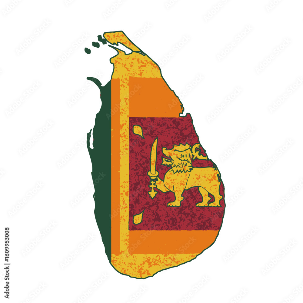 Poster outline of the country sri lanka with a flag on a white background vector vector outline of the coun