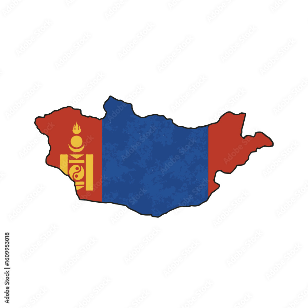 Poster outline of the country mongolia with a flag on a white background vector vector outline of the count