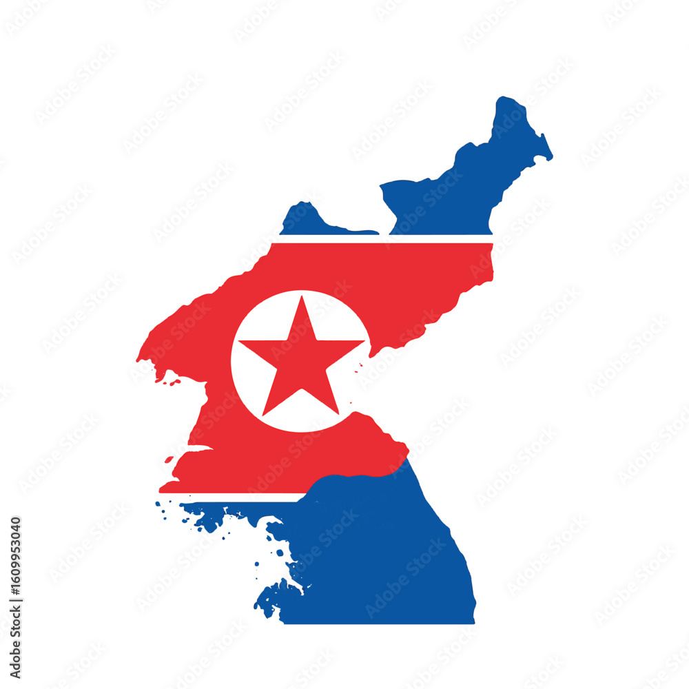 Poster outline of the country north korea with a flag on a white background vector vector outline of the co