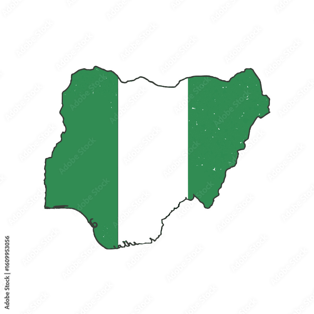 Poster outline of the country nigeria with a flag on a white background vector vector outline of the countr