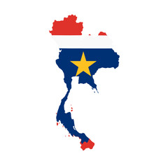 Obraz premium Outline of the country Thailand with a flag on a white background vector Vector outline of the country with a flag on a white background