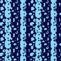 Abstract indigo blue batik dye seamless pattern, Organic bleed effect dyed wash background.