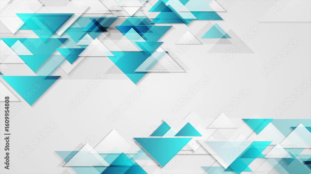 Poster blue white geometric tech background with glossy triangles. seamless looping abstract concept motion