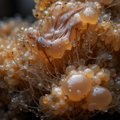 Close-up of jelly fungi with translucent, wobbly surface