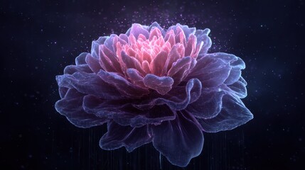 Abstract Brain Transforms Into a Blooming Flower With a Soft Futuristic Backdrop Revealing an Open Space Above