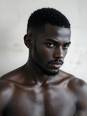 Obraz premium Unshaven Black Male And Sadness