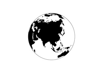 High-Quality Minimalist Black and White Globe Icon for Graphic Design Projects, Best-Selling Vector Art for Websites, Logos, and Digital Marketing, Affordable Stylish World Map Illustration 