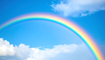 Colorful rainbow in a clear blue sky