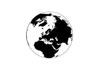 Stylish Black and White World Globe Graphic for Creative Projects, Top-Selling Vector Illustration for Business Logos, Websites, and Marketing Campaigns, Affordable Global Map Art for Freelancers