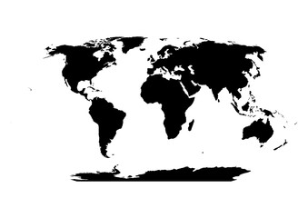 Stylish Black Silhouette World Map Graphic for Travel Websites, Educational Materials, and Home Decor