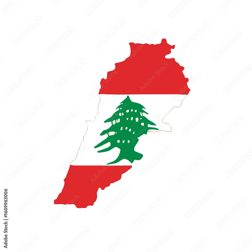 Poster outline of the country lebanon with a flag on a white background vector vector outline of the countr
