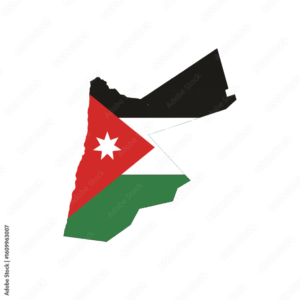 Poster outline of the country jordan with a flag on a white background vector vector outline of the country