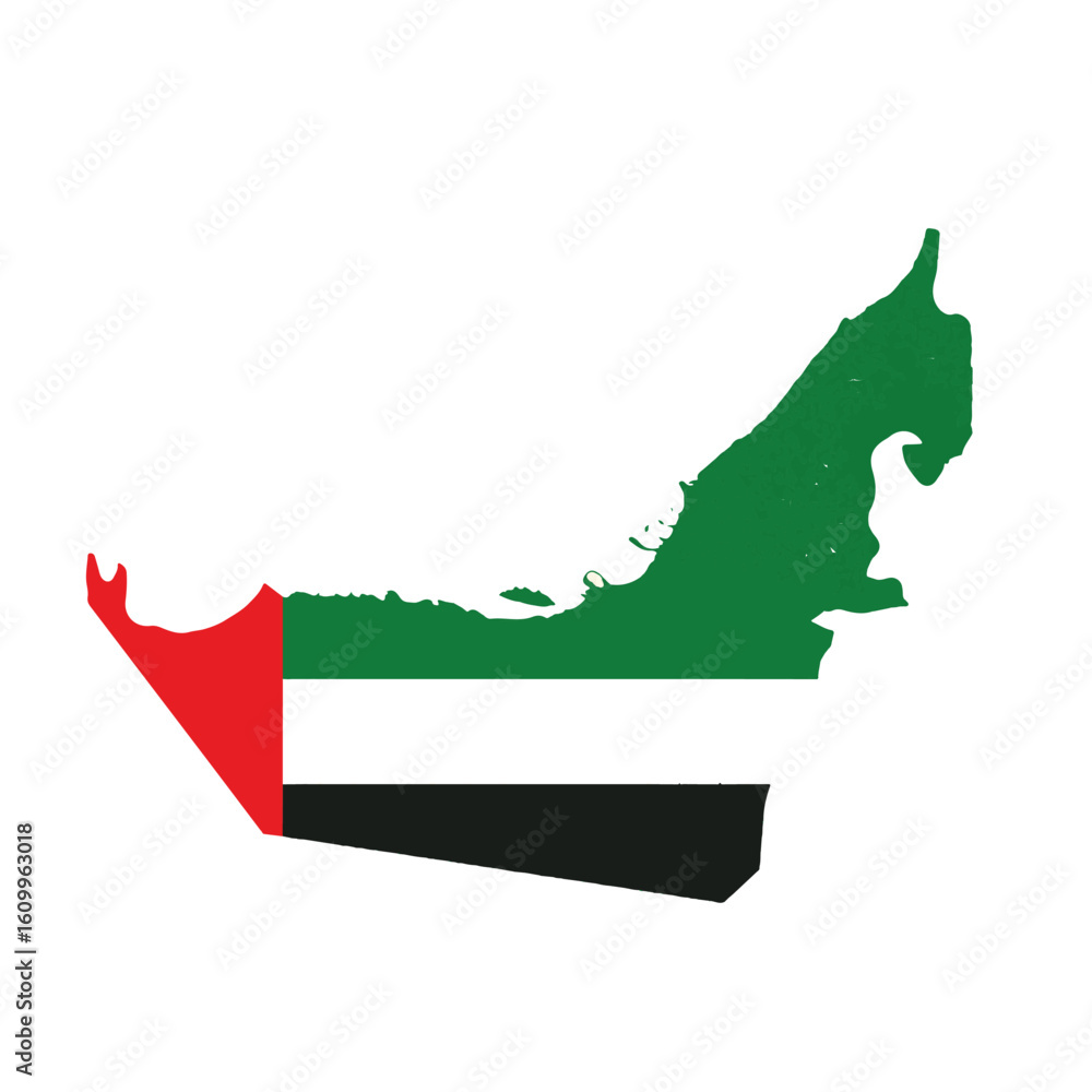 Poster outline of the country uae with a flag on a white background vector vector outline of the country wi
