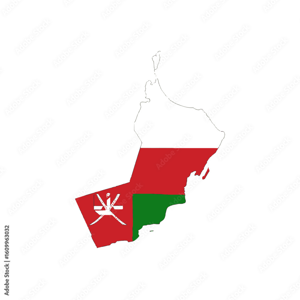 Poster outline of the country oman with a flag on a white background vector vector outline of the country w
