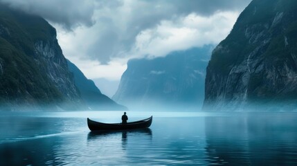 Experience the beauty of a Norwegian fjord as you celebrate Constitution Day with this realistic illustration, perfect for any occasion.