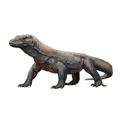 Fototapeta premium Komodo Dragon Large Lizard Walking Isolated on White Background Wildlife Reptile Animal