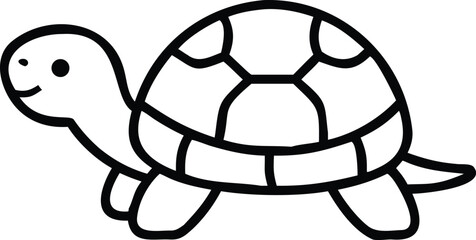 Cute cartoon turtle outline for coloring animal drawing