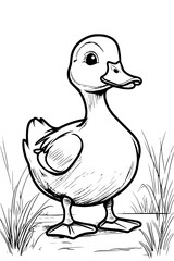 Obraz premium Ausmalbild – Süße Ente am Teich