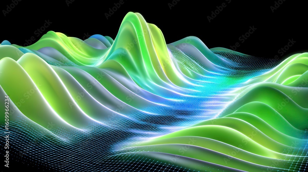 Sticker abstract landscape waves, data visualization, tech backdrop