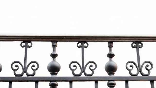 A close-up view of a metal fence with a clock attached, providing a unique and detailed perspective
