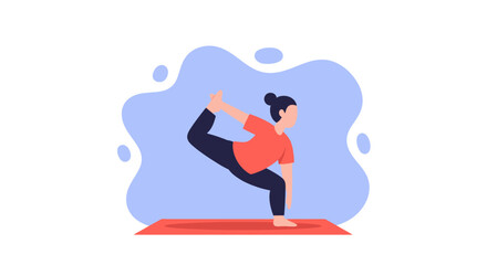 Woman practicing yoga, Natarajasana pose, perfect for fitness websites or wellness brochures.