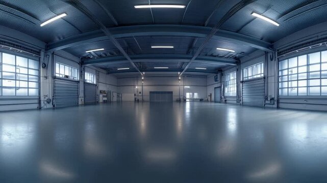 Abandoned industrial space with numerous windows and a sense of isolation, great for use in scenes depicting loneliness or desolation