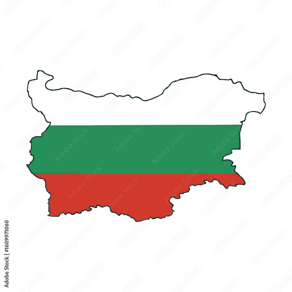 Poster outline of the country bulgaria with a flag on a white background vector vector outline of the count