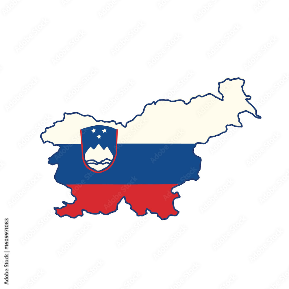 Poster outline of the country slovenia with a flag on a white background vector vector outline of the count