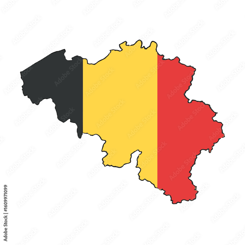 Poster outline of the country belgium with a flag on a white background vector vector outline of the countr