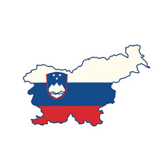 Fototapeta premium Outline of the country Slovenia with a flag on a white background vector Vector outline of the country with a flag on a white background