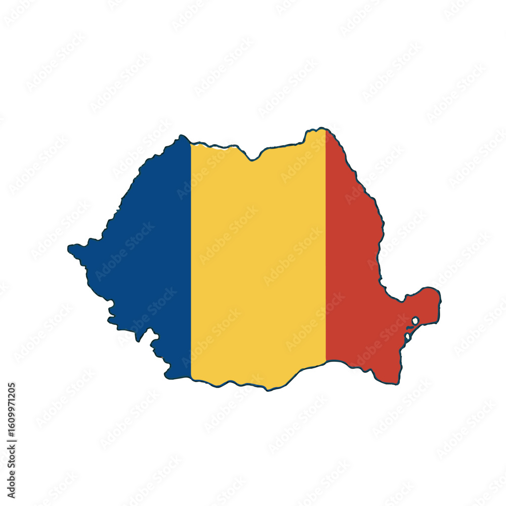 Poster outline of the country romania with a flag on a white background vector vector outline of the countr