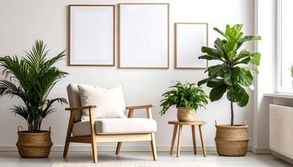 Cozy interior with plants and frames