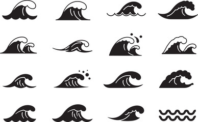 Minimalist Ocean Wave Icons Set