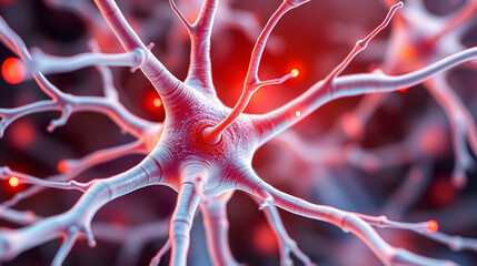 Close Up of Neuron Synapse Transmitting Signals, Biological Science Illustration