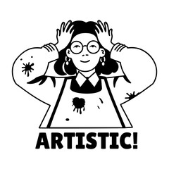 A glyph style sticker of an artistic character 