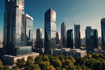 Obraz premium Skyscraper with Glass Walls and Sleek Architectural Design