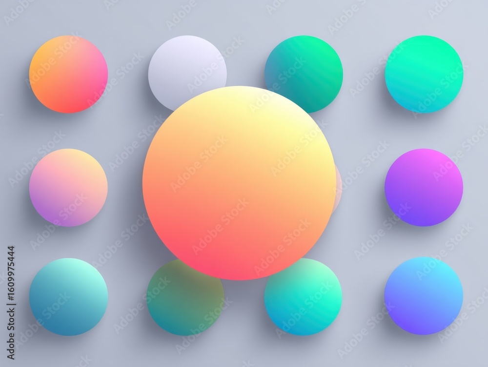 Poster colorful gradient circular shapes on subtle textured background
