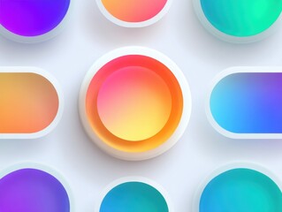 Colorful Gradient Shapes with White Edges on Light Background