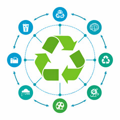 A graphic illustrating the concept of recycling and environmental sustainability with circular elements.