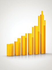 Bright Yellow Bar Graph Displaying Significant Growth Trend Over Time