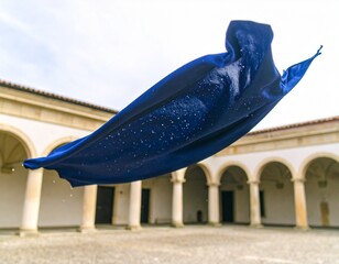 Pano azul com gotículas de agua 