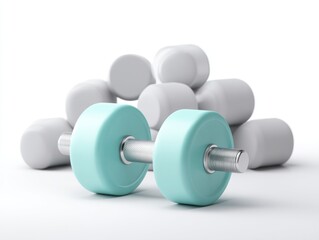 Fresh Mint Green Dumbbell in Front of Blurred Workout Weights