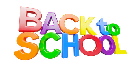 Stacked Plastic Magnetic Letters Spelling The Phrase Back To School In Perspective on a Transparent Background. Transparent PNG.