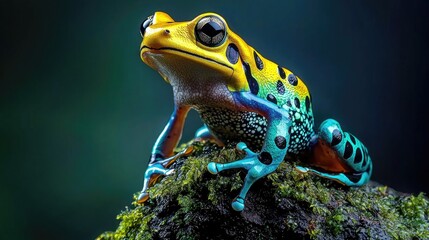 Fototapeta premium Vibrant portrayal of a colorful frog.