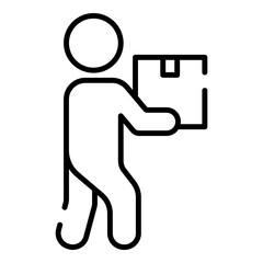 a person holding a box, a man carrying a box, moving black line icon
